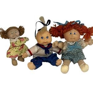 Lot of 3 Vintage Cabbage Patch Kids Dolls 80-90’s  Mini Sailor Red Yarn Hair Vtg